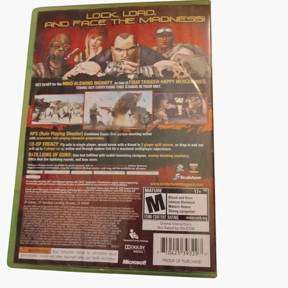 Borderlands Xbox 360 Game Case  Manual